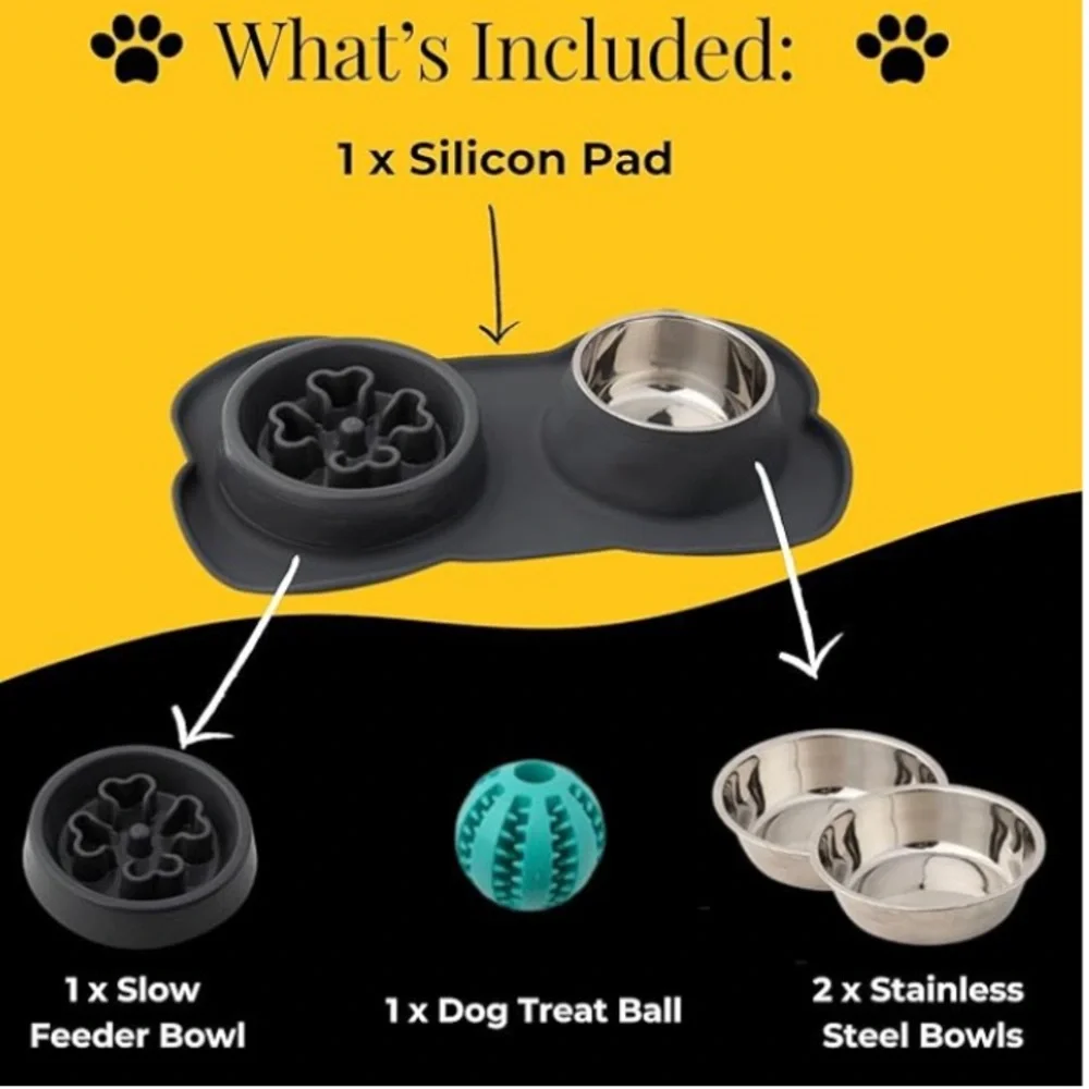 Canine Karma Pet Goodness Slow Feeder Dog Bowl Set